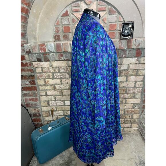 illusion dress tank tiered flutter front jacket purple blue green - Picture 14 of 16